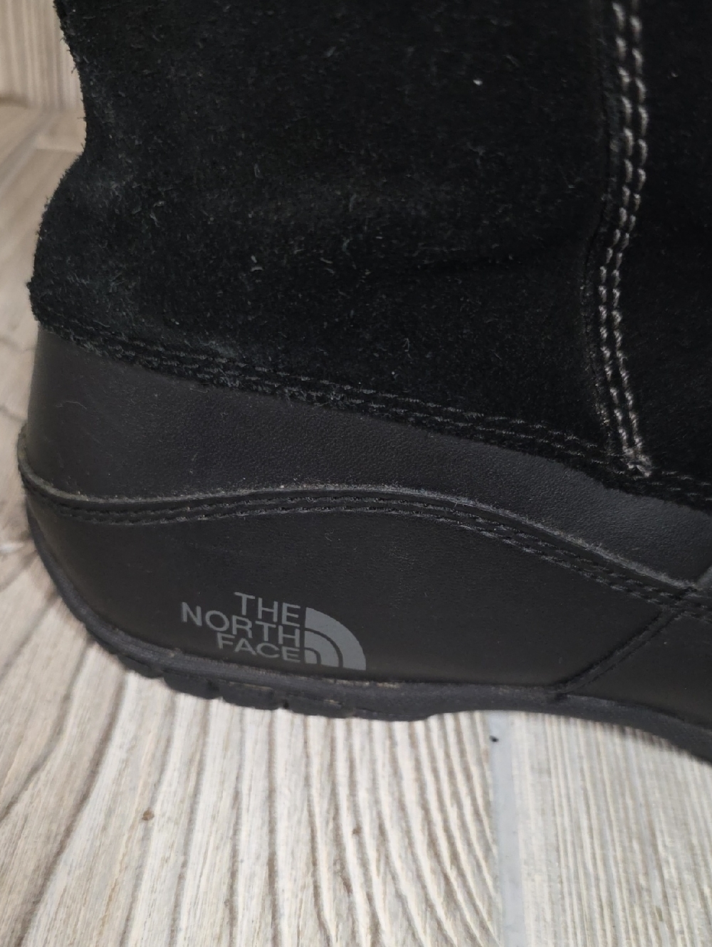 The North Face Anna Purna Tall Black Suede Leather Boots Womens Size 8.5 - Picture 3 of 16